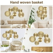 Dznils 7Pcs Gold Metal Plate Wall Decor Morden Round Hanging Metal Wall Art Indoor Wall Sculptures