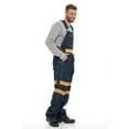 thumbnail image 2 of Juicy Trendz Men's Hi-Vis Safety Bib Overalls, Heavy Duty Workwear Dungaree, Reflective Stripes & Adjustable Straps Orange Dark-Blue W30-L30, 2 of 8