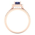 thumbnail image 4 of 1.57 ct Brilliant Emerald Cut Tanzanite 18K Rose Gold Halo Solitaire with Accents Engagement Bridal Wedding Ring Band Set size 8, 4 of 7