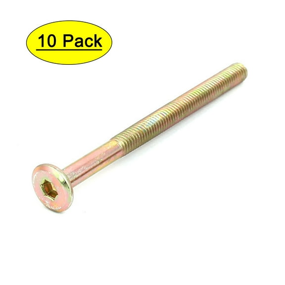 Uxcell M6 x 80mm Partically Thread Hexagon Metal Socket Head Cap Screw Bolt Bronze Tone (10-pack)