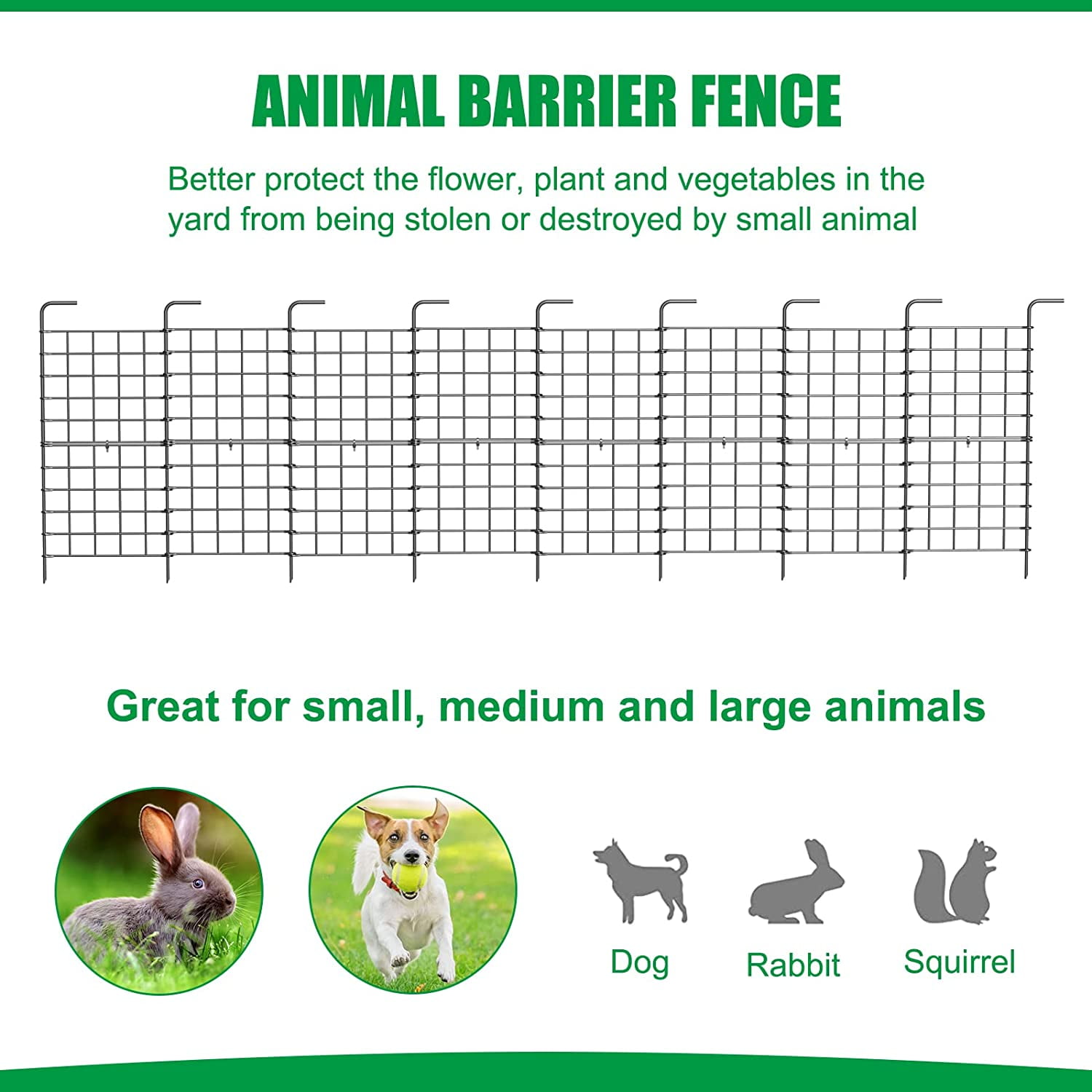 16 Panels Folding Metal Garden Border Fence – 11ft Total Length 24in Height, Rustproof Outdoor Pet Barrier for Yard, Patio & Vegetable Garden