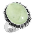 thumbnail image 1 of 925 Sterling Silver Ring For Women - Teens Green Genuine Prehnite Gemstone Silver Ring Size 5 Handmade Silver Ring Size 5 New Year Gift For Ladies 925 Silver Gemstone Jewelry, 1 of 1