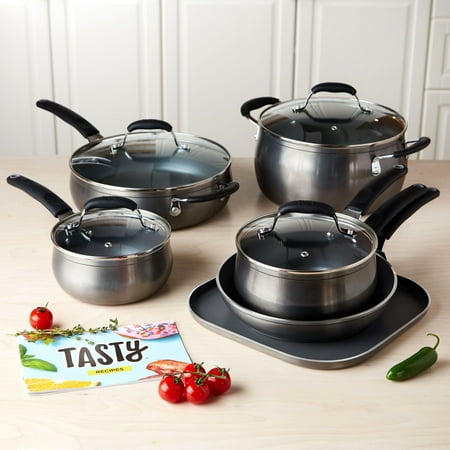 Tasty 11pc Cookware Set Non-Stick - Diamond Reinforced - Gunmetal
