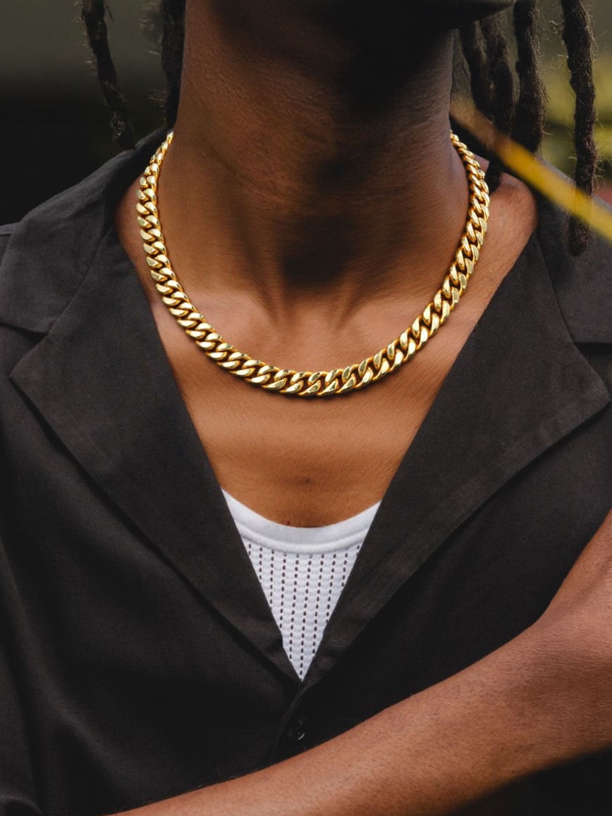 ChainsProMax Mens Long Necklace Chain 18K Gold Plated Cuban Link Chain for Men 9mm 28inch