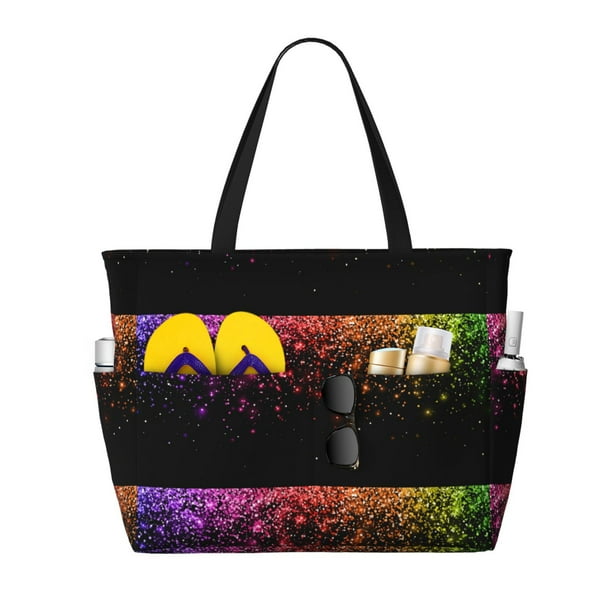 Fotbe Colorful Sparkling Bolsa de Viaje para Playa - Resistente al Agua, Bolsa Tote de Gran Capacidad y Ligera con 7 Bolsillos para Mujeres y Hombres