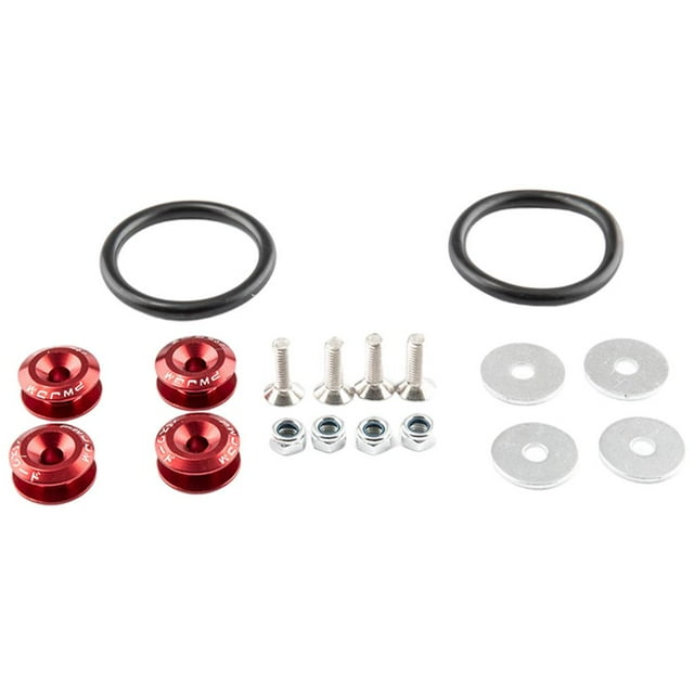 koolsoo Set Aluminum Bumper Quick Release Fasteners Universal Exterior Fittings, Premium Red