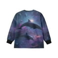 thumbnail image 5 of Xoenoiee Galaxy Dolphin Print Girls Oversized Sweatshirts Crewneck Sweaters Drop Shoulder Long Sleeve Side Slit Pullover Jumper Lightweight Tunic Top, 5-6 Years, 5 of 7