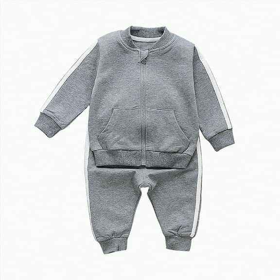 CAICJ98 Toddler Baby Boys Girls Clothes Zipper Sweatshirt Trouser Kids Sweatsuit Boys Girls Casual 2Pcs Fall Winter Outfits Set (Grey,3-4 Years)