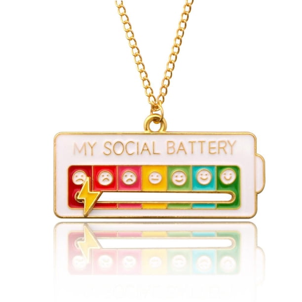 Collar de energía de batería Pin social Pin de solapa Pin emocional para todas las ocasiones (-) Blanco