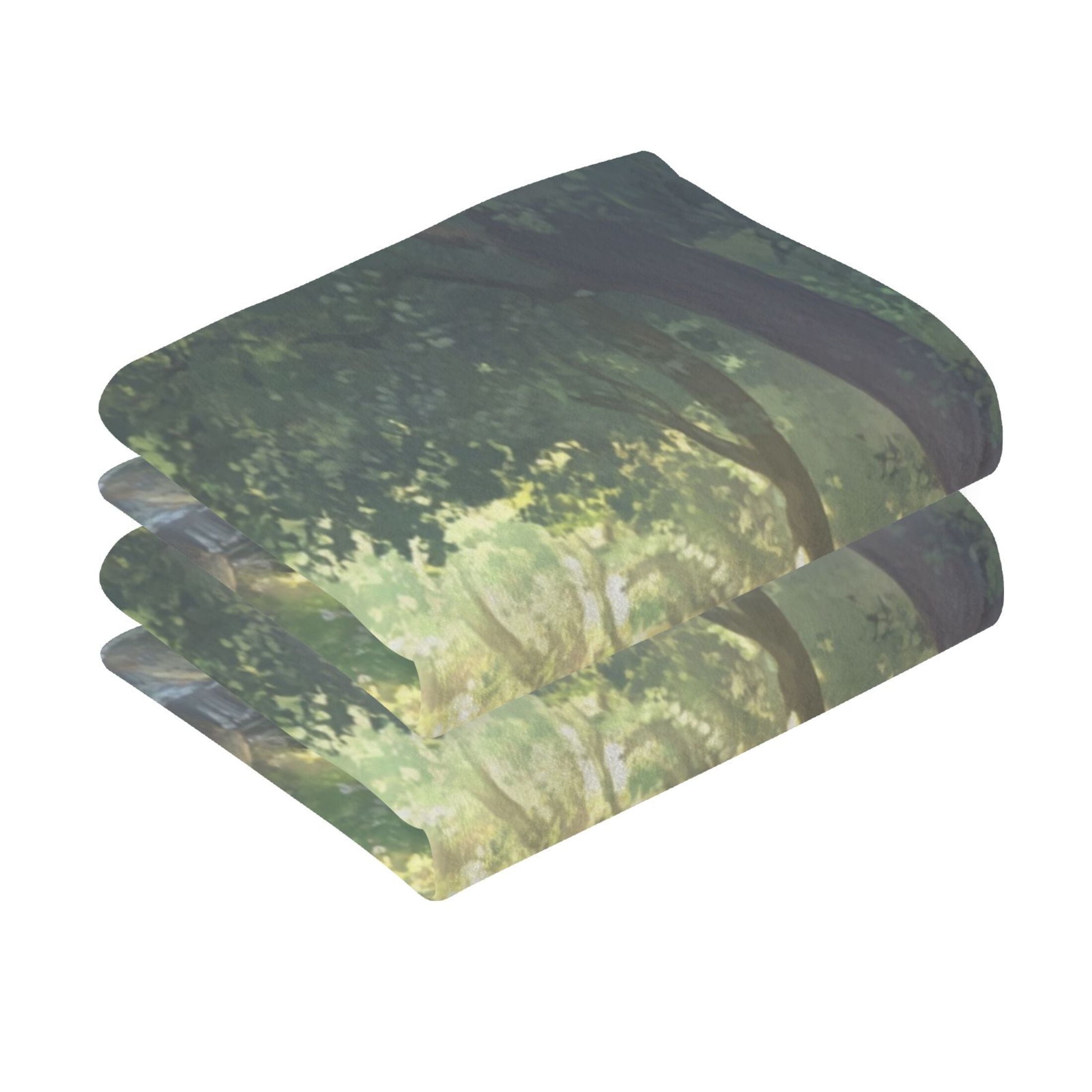 Cotton Towel Two-Piece 16x28 Inch One Sizex2 Face Towel Set Towel Set Cotton Hand Bath Towel Bathroom Beach Beautiful Green Stream