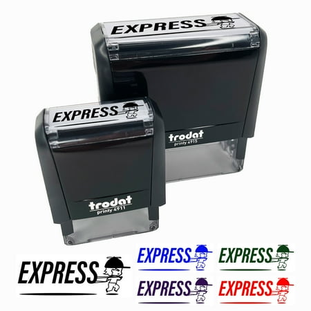 

Express Mail Service Expedited Running Person Self-Inking Rubber Stamp Ink Stamper for Business Office - Brown Ink - Small 1-1/2 Inch