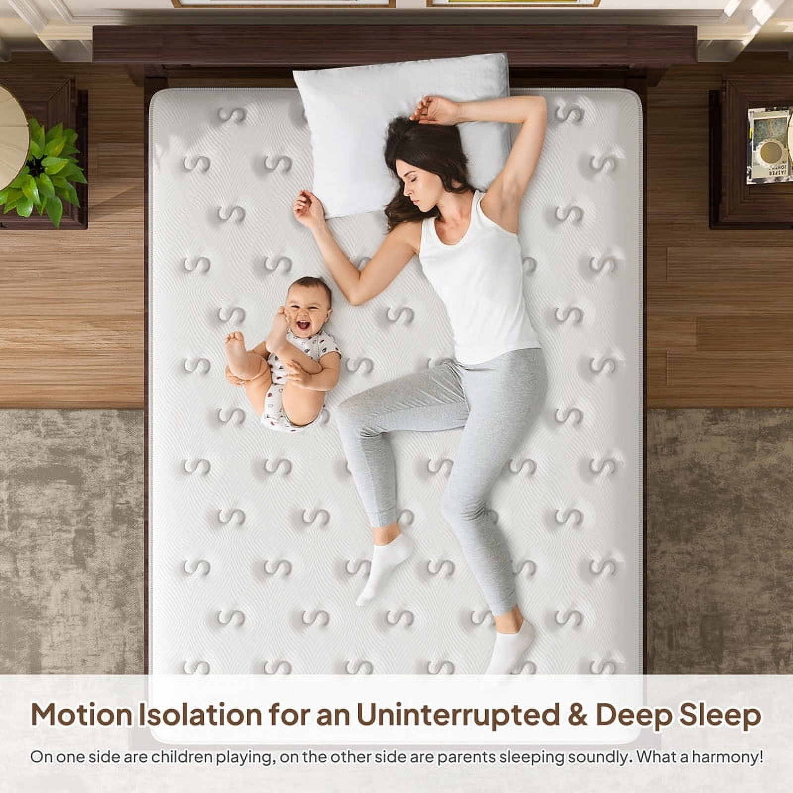 Bedstory Somnix 14" Medium Firm King Mattress in a Box, Gel Memory Foam with Individually Wrapped Pocket Coils, 365 Night Trial