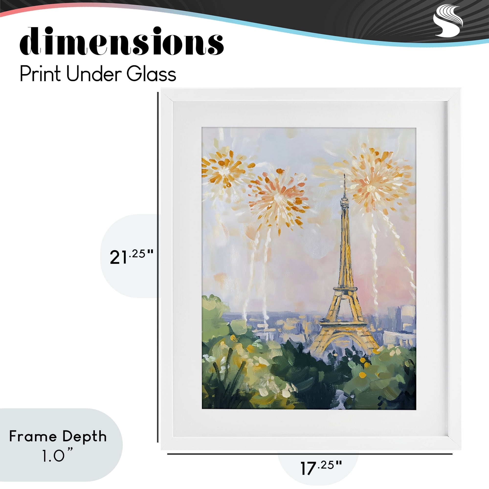 Stupell Industries Fireworks in Paris White Framed Print Under Glass, design by The Prints Vibe