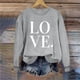 thumbnail image 2 of Penkiiy Camisetas Día de San Valentín Las mujeres aman Corazón Rojo Sudadera gráfica de manga larga Cuello Crew Valentines Tops L Gray, 2 of 4