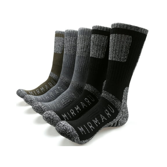 MIRMARU Men's 5 Pairs Multi Performance Outdoor Sports Hiking Trekking Crew Socks
