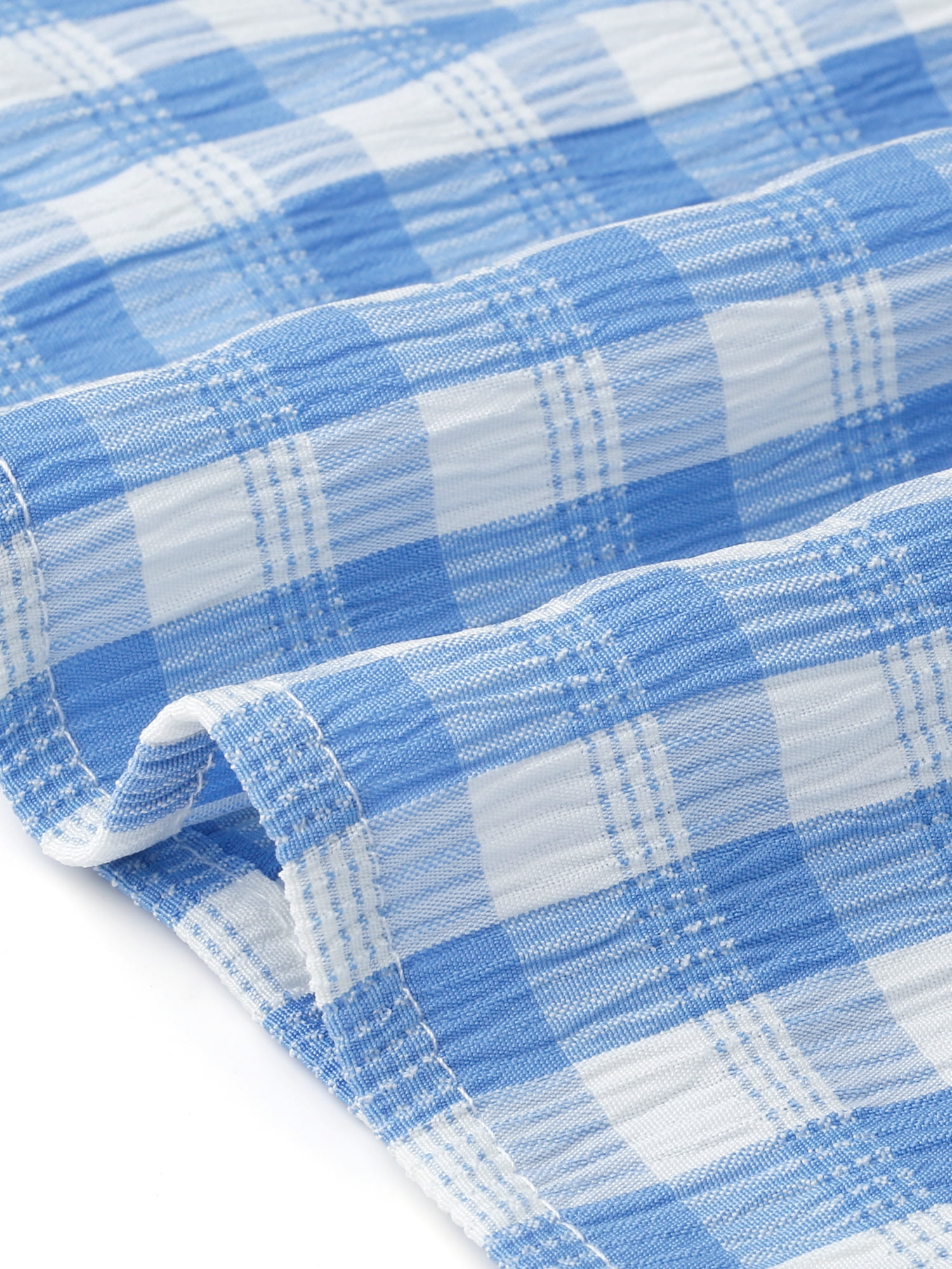 Women's Plus Women's Gingham Top 1950s Crew Neck Flare Short Sleeve Blouse 4X Blue