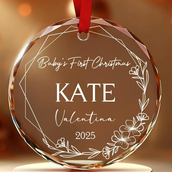 Personalized Baby First Christmas Ornament 2025 - Newborn Baby Boy, Girl Customized Crystal Ornament 3'' - First Time Mom, Dad Gift, Pregnancy Gifts, Baby's 1st Christmas Ornament Decoration