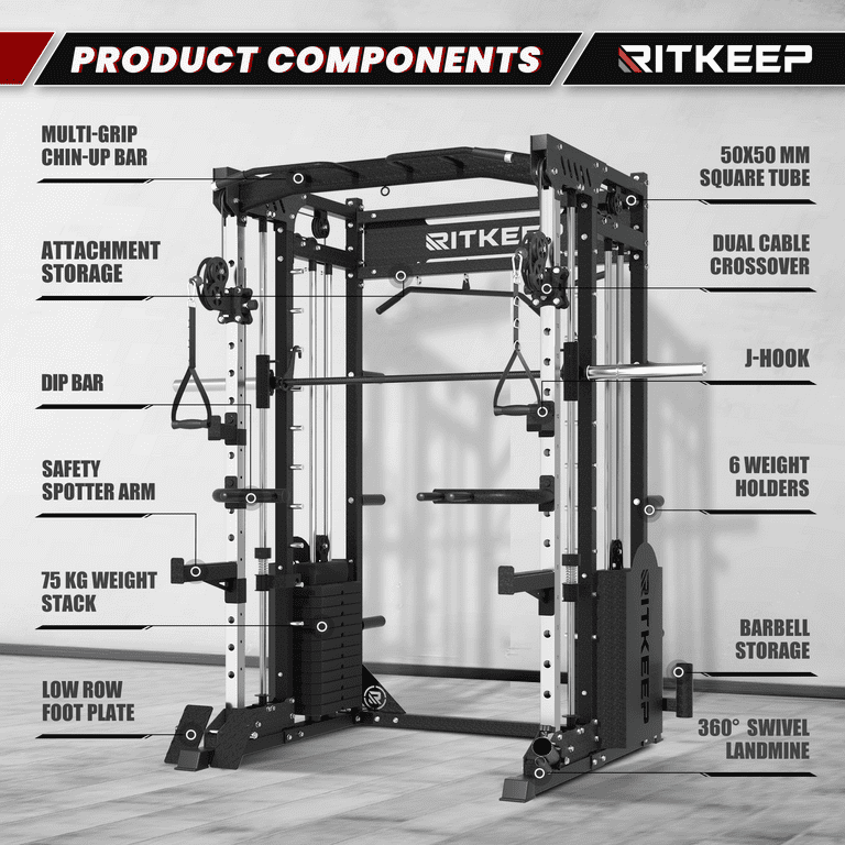 Ritkeep PMAX 5600 Pro Home Gym Smith Machine, 6-in-1 Squat Rack