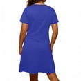 thumbnail image 6 of Zpanxa Casual Short Sleeve Dress for Women Solid Color Round Neck Comfort Fit Dress with Adjustable Drawstring Waist Flowy Summer Day Dress, 6 of 6