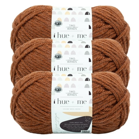 UPC: 0842093131106 | Lion Brand Yarn Two of Wands Hue + Me Saffron Wool Blend Acrylic  Wool Orange Yarn 3 Pack
