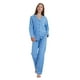 thumbnail image 1 of GLOBAL Pijamas 100% Algodón para Mujer Conjunto de Manga Larga con Botones Ropa de Dormir Suave Pjs Conjuntos de Punto para Estar en Casa con Bolsillos Azul Claro XL, 1 of 7