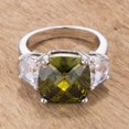 thumbnail image 2 of Precious Stars R07409R-C42-07 Bague 3 Pierres Precious Stars Silvertone Coussin Vert Olive Zircone Cubique, 2 of 3