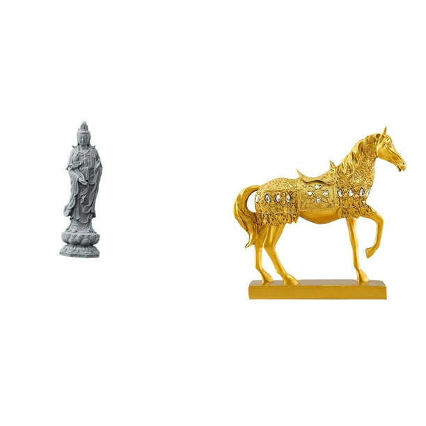 Estatua De Caballo Guan Yin, Accesorios De Adorno, Regalos Tradicionales, Figurita De Kuanyin, Escultura De Buda Femenina, Animal Grabado En Resina Para Estantería, Armario, Escritorio,