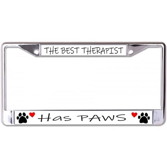 The Best Therapist Has Paws #2 Chrome License Plate Frame
