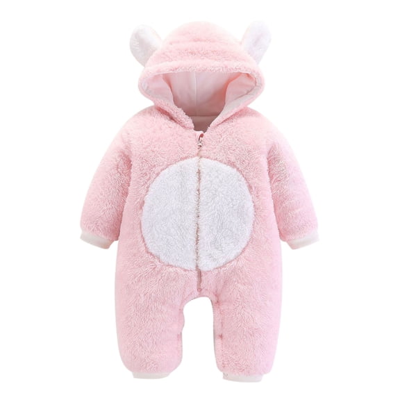 Mercatoo Newborn Baby Boy Girl Long Sleeve Fleece Jumpsuit Cute Bear Ears Zip up Romper Snowsuit Winter Warm Coat Outfit