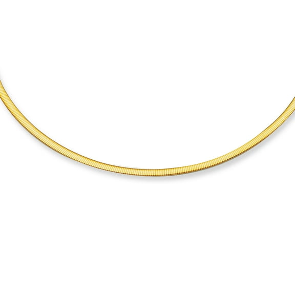 14K White and Yellow Solid Gold Reversible Omega 2.5mm Chain 18" long Necklace with Lobster Claw Clasp