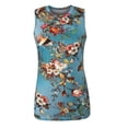thumbnail image 4 of Verano mujer moda cuello redondo sin mangas estampado Casual Tee Tops Wmkox8yi bvn3582, 4 of 5