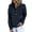 Navy, variant on Fall Sweatshirt for Women Half Button up Hooded Long Sleeve Pullover Tops with Pocket Solid Color