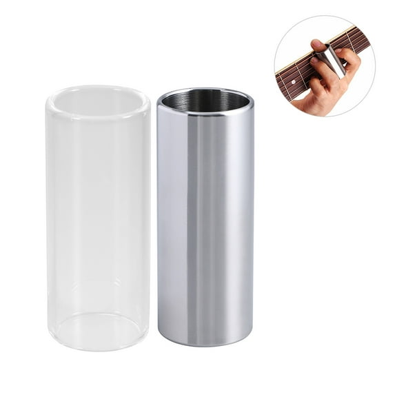 Mobutofu 4Pcs Guitar Slides Bottleneck Slide for Middle Harmonics Enhancement Glass and Metal 60MM