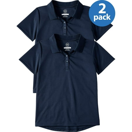 Wonder Nation Girls School Uniform Short Sleeve Performance Polo Shirt, 2-Pack Value Bundle, Sizes (Best Place For School Uniform 2019)