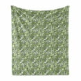thumbnail image 1 of Vine Soft Flannel Fleece Throw Blanket, Botany Pattern with Creeper Leaves and Blooming Berries on Branches, Cozy Plush for Indoor and Outdoor Use, 50" x 70", Apple Green White, by Ambesonne, 1 of 6