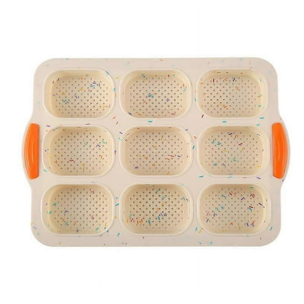 Molde de silicona para hornear pan, 9 rejillas, antiadherente, ligero y apto para uso alimentario.