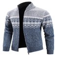 thumbnail image 1 of Cardigan pour Hommes, Cardigan à Fermeture Éclair, Manches Longues, Col Montant, Couleur Contrastée, 1 of 3