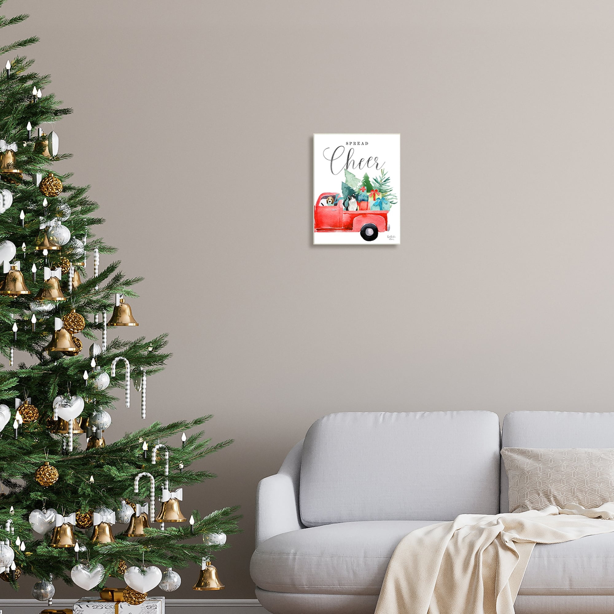 Stupell Industries Spread Cheer Truckload Christmas Gifts Presents Pets Graphic Art Unframed Art Print Wall Art, Design by Heatherlee Chan