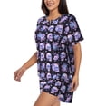 thumbnail image 2 of Fotbe flower Skull rose Print Pajama Set for Women 2 Piece Loungewear Short Sleeve Tops and Shorts Set Soft Sleepwear-XX-Large, 2 of 7