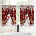 thumbnail image 3 of Snowman Christmas Red Black Kitchen Curtain 2 Panels Curtains 45 Inch Length, Xmas Elk Snowflake Tree Leaves Plaid Curtains Rod Pocket Curtains Window Drapes Treatment Window Cafe Curtains, 3 of 5