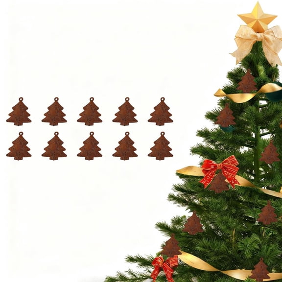 Feltree 10-Piece Bronze Metal Star Christmas Tree Ornaments with Hanging Loops, Rust-Resistant Christmas Decor Pendants for Holiday Decoration