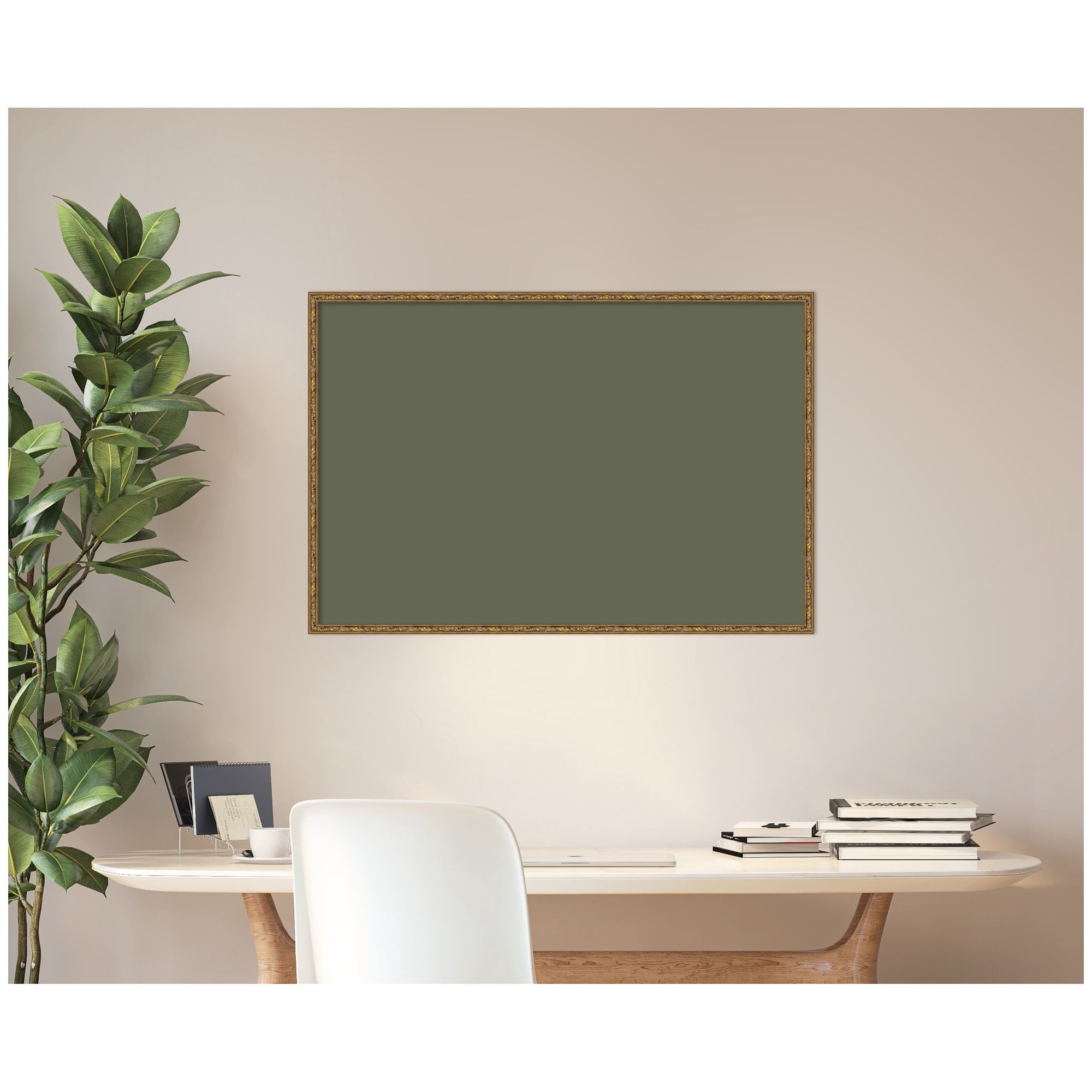 Kate and Laurel Framed Fabric Pinboard 37 x 25,  Printed Linen Decorative Bulletin Board for Use as a Vision Board or Wall Organization, Belvedere Bronze Frame