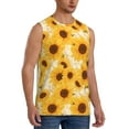 thumbnail image 2 of Bixox Men's Vintage Marble Pattern Sunflower Printed Shirt Sleeveless Fitness Tank Top-Large, 2 of 5