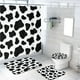 thumbnail image 1 of Juego de cortina de ducha con textura de vaca y alfombras, fondo de piel de animal con manchas en blanco y negro, decoración de baño, cortina de baño con alfombras, tapa de inodoro, alfombrilla de, 1 of 4