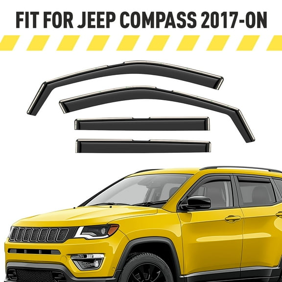 AEROGUYS Extra Durable Window Deflectors In-Channel Window Visors Rain Guards Fit for Jeep Compass 2017-2026, Sun Visors, Wind Vent for Shades, Exterior Car Accessories - 4pcs. AG0966