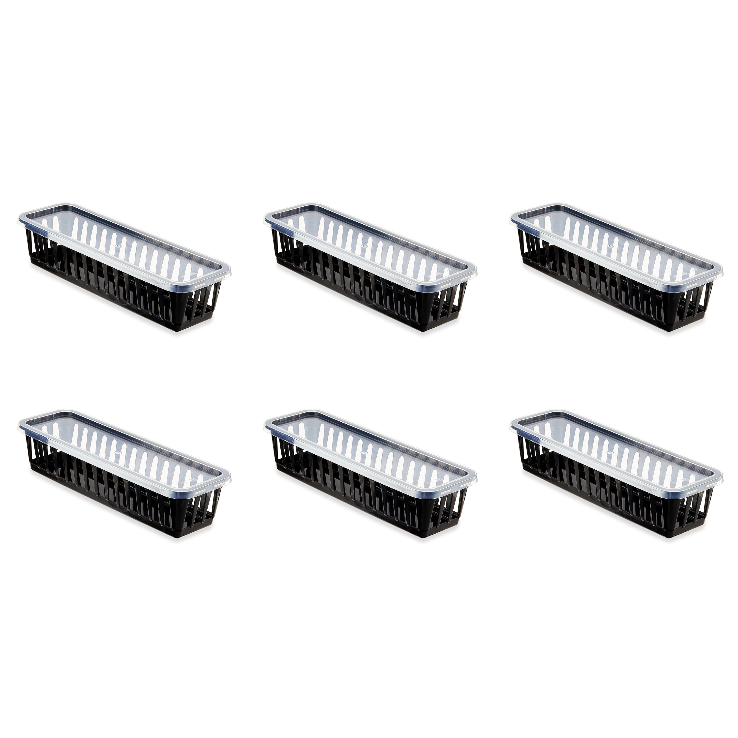 Pen+Gear Plastic Pencil Tray, Black, Set of 6, New