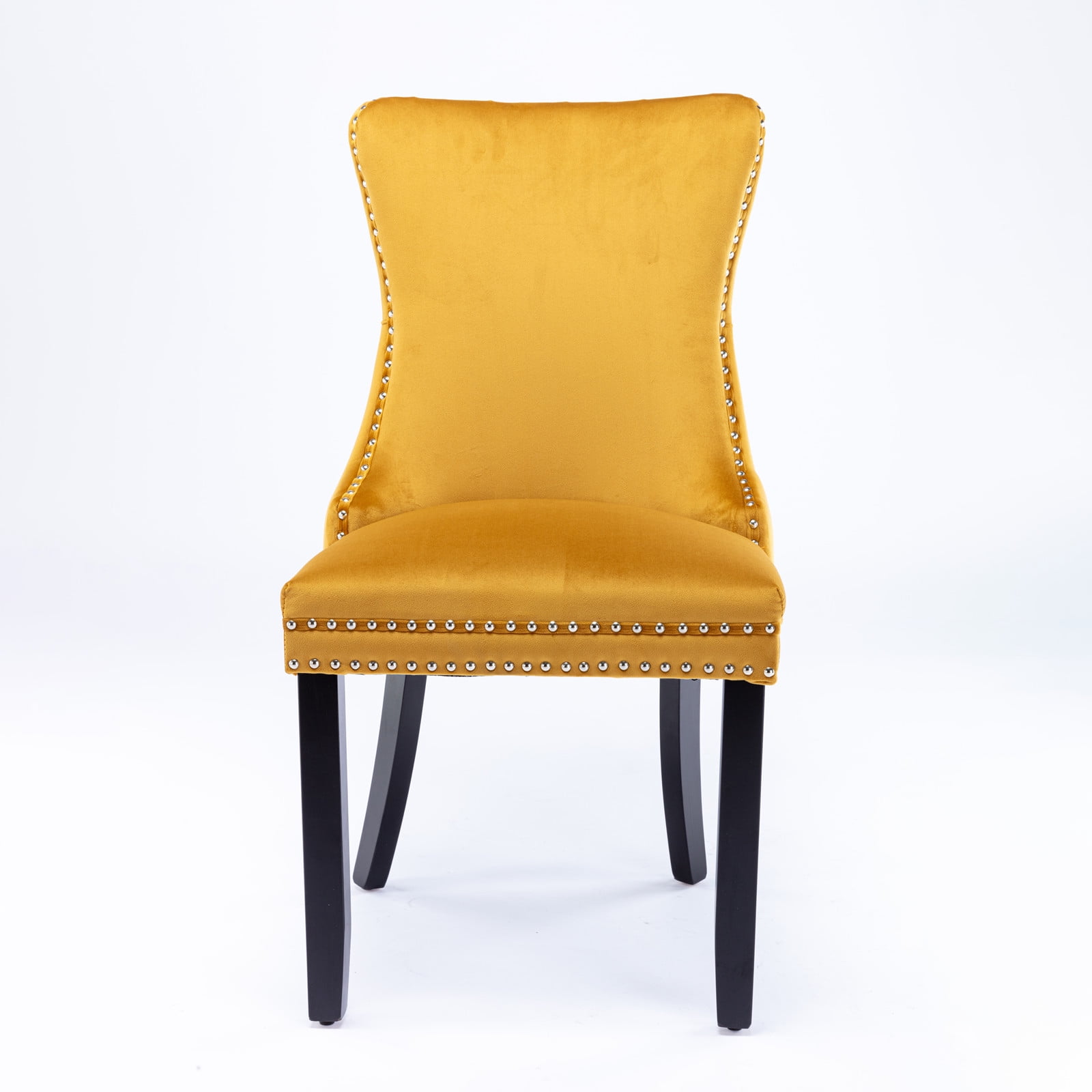 Resenkos Set of 2 Modern Dining Chairs Upholstered Accent Chair, Mid Century Armless Leisure Chair with Wood Legs, Yellow Resenkos Set of 2 Modern Dining Chairs Upholstered Accent Chair, Mid Century Armless Leisure Chair with Wood Legs, Yellow