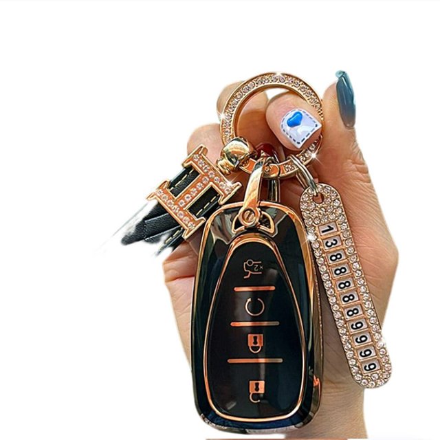 Car Key Full Cover Vehicle Auto Truck Case Shell Protector Portable Automobile Keychain Part Accessories Replacement for XL 2019 Black