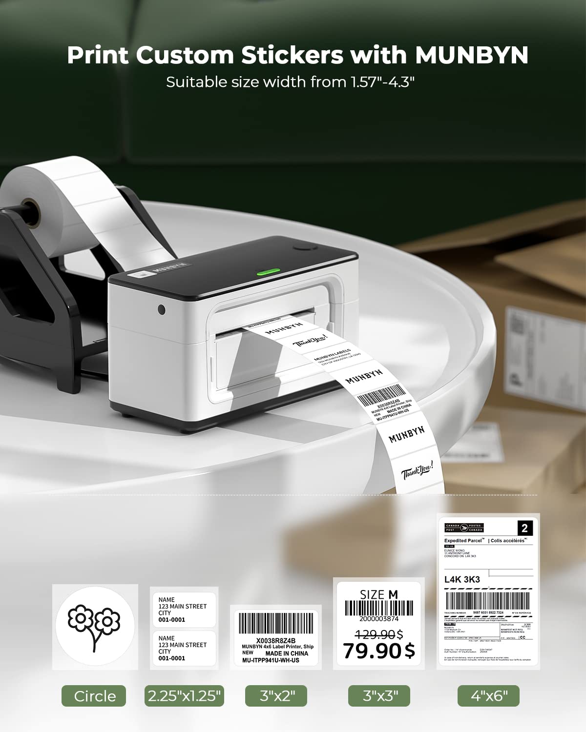 Shipping Label Printer, 4x6 Label Printer for Shipping Packages, USB  Thermal Printer for Shipping Labels Home Small Business, with Software for Instant  Conversion from 8x11 to 4x6 Labels
