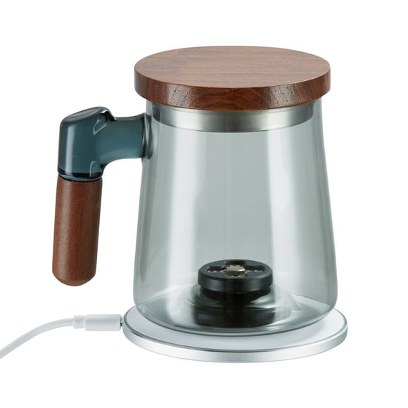 KFFKFF H2O Enrichment Vessel, 400 ml / 14.1 oz H2 Production Unit, SPE Method Compact H2O Ionizer Device with Cordless Power Dock, High-Hydrogen Content Water Container Glass Wellness Mug